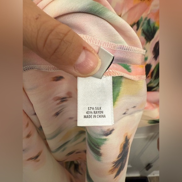 NWT St. John Womens Floral Print Silk Mini Dress 4 Ecru/Peach Multi Designer - Picture 12 of 12